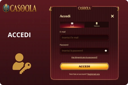 Modulo di accesso con e-mail e password