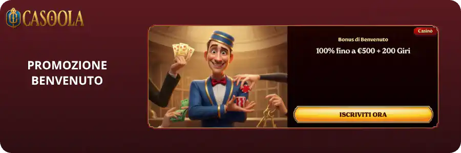 Banner del bonus di benvenuto con giri gratis
