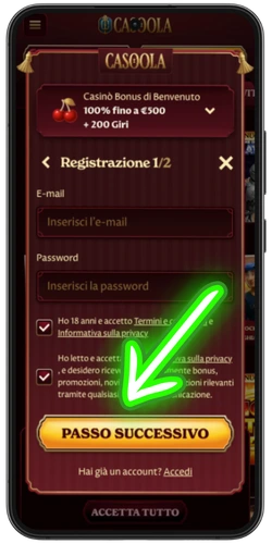 Modulo di registrazione con e-mail e password